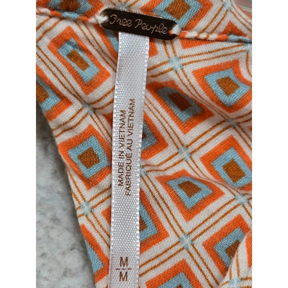 Free People Geometric Print Open Back Mini Dress Orange Blue OB1434207 Mens M